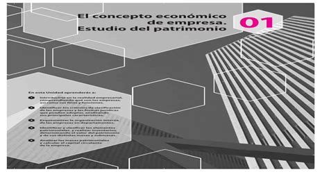 El concepto económico de empresa. 01 Estudio del patrimonio.